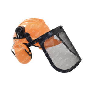 elmetto con cuffie protettive e visiera in rete