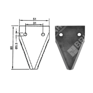 sezione rigata lama (dente) falciatrice