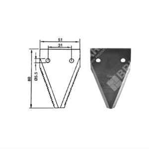 sezione rigata lama (dente) falciatrice